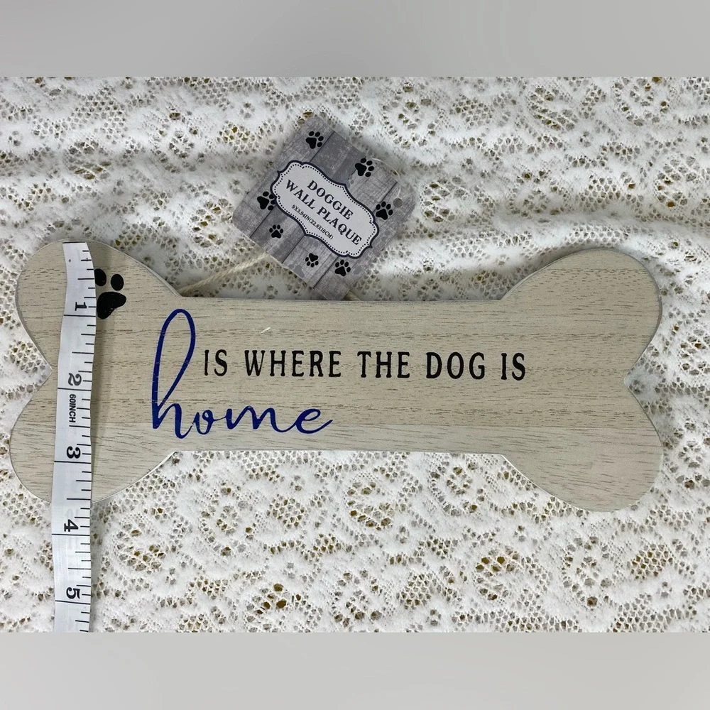 Doggie Wall Plaque Bone Shape Home Is Where The Dog Is NWT